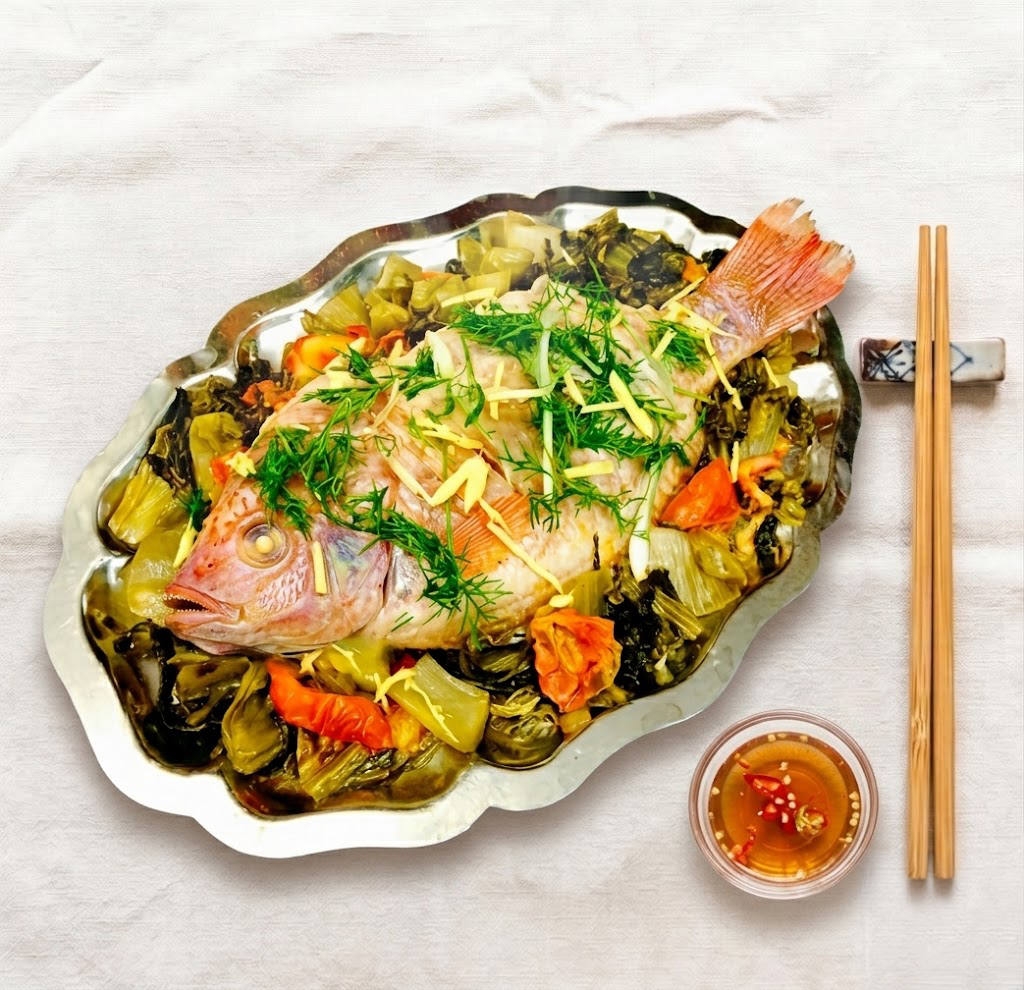 Cá Diêu Hồng Hấp Dưa