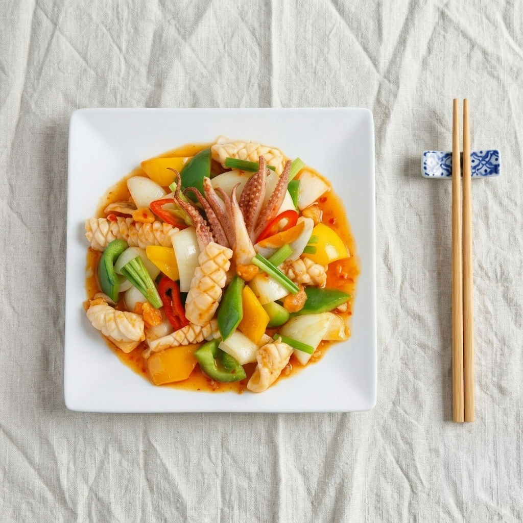 Mực Ống Xào Tam Sắc