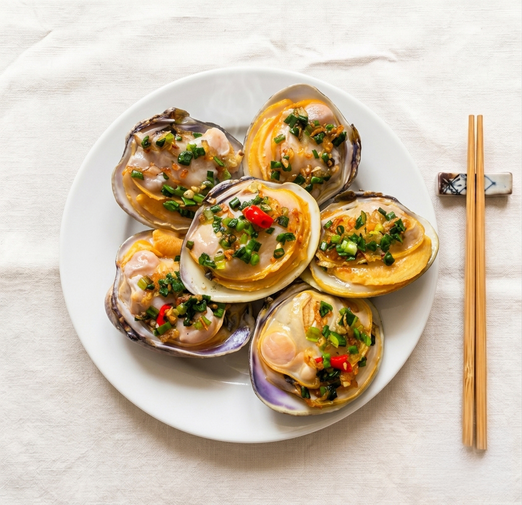 Ngao Trắng Nướng Mỡ Hành